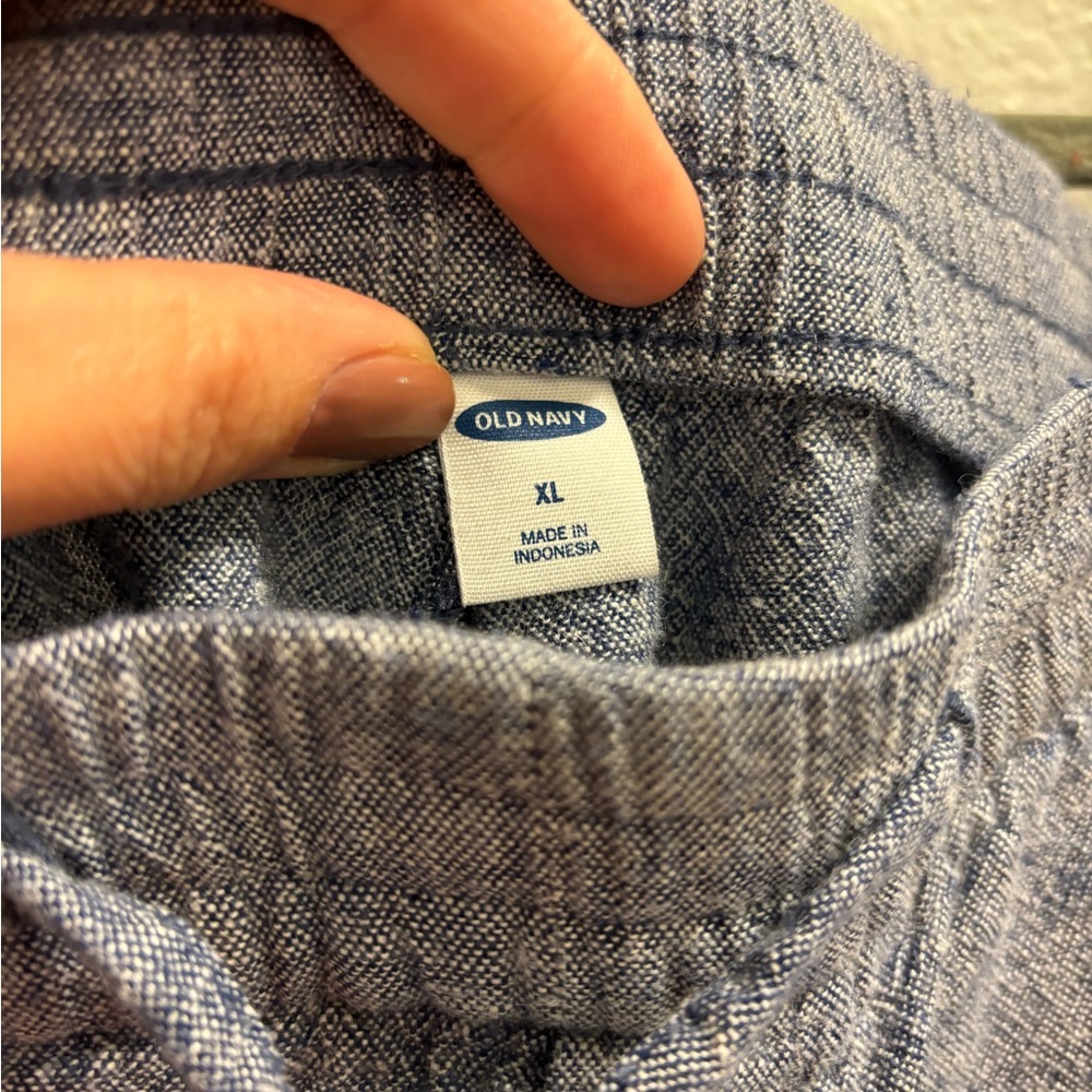 XL Old Navy Heather Blue Linen Shorts - Picture 4 of 4